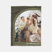 Olijfgroen Moderne Boog Twee Verticale Foto Fleece Deken (Voorkant)