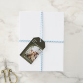 Olijfgroen Moderne Boog Verticale Foto Kerstmis Cadeaulabel (Met Touw)