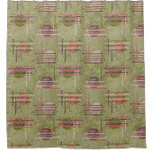 Olijfgroen moderne geometrische douchegordijn (Voorkant)