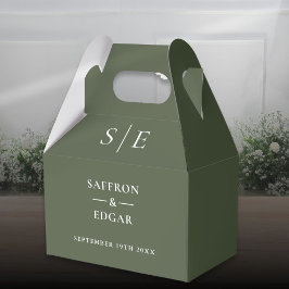 Olijfgroen Monogram bruiloft Bedankdoosjes