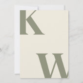 Olijfgroen Monogram bruiloft Kaart (Achterkant)