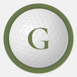 Olijfgroen Monogram Golf Ball Ronde Sticker