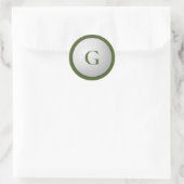 Olijfgroen Monogram Golf Ball Ronde Sticker (Tas)