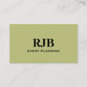 Olijfgroen Monogram Initiaal Aangepaste Naam Eenvo Visitekaartje (Voorkant)