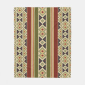 Olijfgroen Mosterd Oker Geel Tribal Ikat Art Fleece Deken (Voorkant)