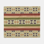 Olijfgroen Mosterd Oker Geel Tribal Ikat Art Fleece Deken (Voorkant (Horizontaal))