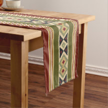 Olijfgroen Mosterd Oker Geel Tribal Ikat Art
