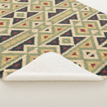 Olijfgroen Mosterd Oker Geel Tribal Ikat Art