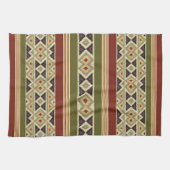 Olijfgroen Mosterd Oker Geel Tribal Ikat Art Theedoek (Horizontaal)