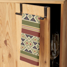 Olijfgroen Mosterd Oker Geel Tribal Ikat Art