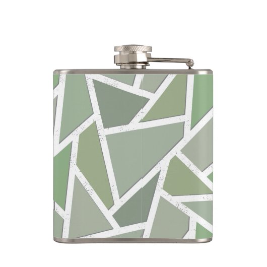 Olijfgroen mozaïekpatroon heupfles (Achterkant)