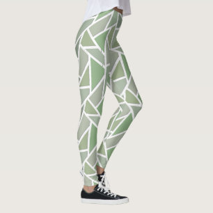 Olijfgroen mozaïekpatroon leggings