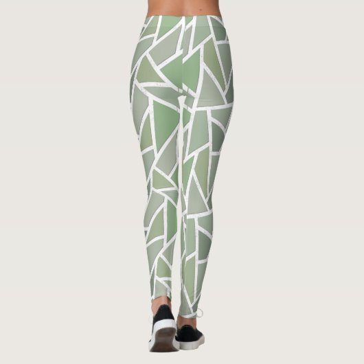 Olijfgroen mozaïekpatroon leggings (Achterkant)