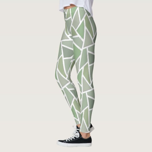 Olijfgroen mozaïekpatroon leggings (Links)
