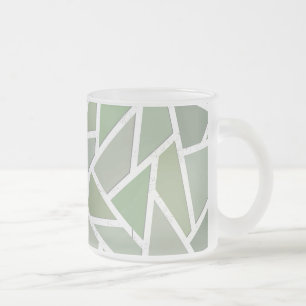 Olijfgroen mozaïekpatroon matglas koffiemok