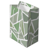 Olijfgroen mozaïekpatroon medium cadeauzakje (Voorkant Gekanteld)
