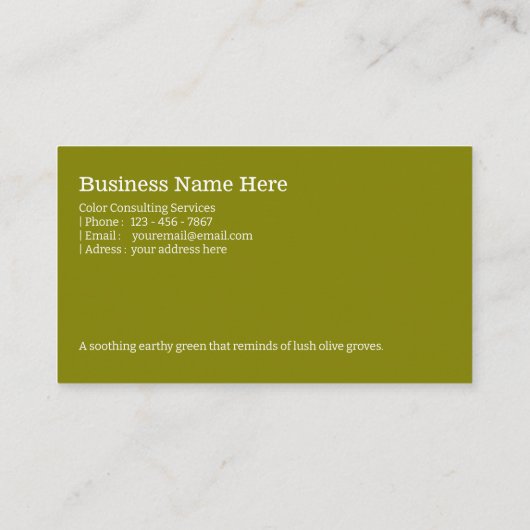 Olijfgroen | "Natuur is rustig" Visitekaartje (Achterkant)