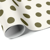 Olijfgroen, Old Lace Polka Dots Stagtered Pattern Cadeaupapier (Rol Hoek)