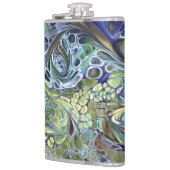 Olijfgroen, paars blauw, abstract heupfles (Links)