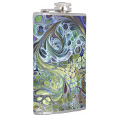 Olijfgroen, paars blauw, abstract heupfles (Rechts)