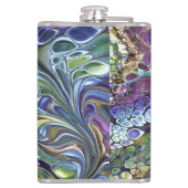 Olijfgroen, paars blauw, abstract heupfles (Achterkant)