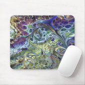 Olijfgroen, paars blauw, abstract muismat (Met muis)