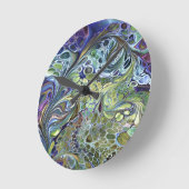 Olijfgroen, paars blauw, abstract ronde klok (Hoek)