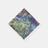 Olijfgroen, paars blauw, abstract servet (Hoek)