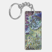 Olijfgroen, paars blauw, abstract sleutelhanger (Voorkant Links)