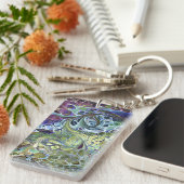 Olijfgroen, paars blauw, abstract sleutelhanger (Voorkant Rechts)