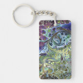 Olijfgroen, paars blauw, abstract sleutelhanger (Voorkant)