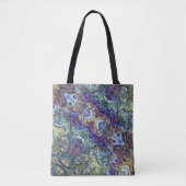 Olijfgroen, paars blauw, abstract tote bag (Voorkant)