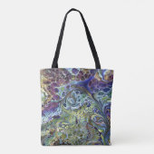 Olijfgroen, paars blauw, abstract tote bag (Achterkant)