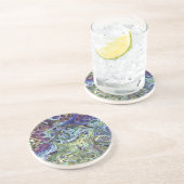 Olijfgroen, paars blauw, abstract zandsteen onderzetter (Zijkant)