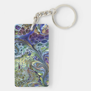 Olijfgroen, paarse blauw, abstracte sleutelhanger