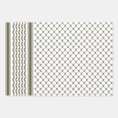 Olijfgroen Palestijns Keffiyeh Patroon Ontwerp Inpakpapier Vel (Voorkant)