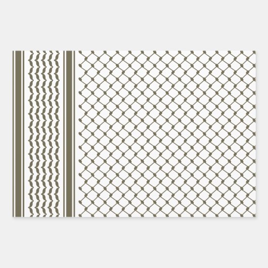 Olijfgroen Palestijns Keffiyeh Patroon Ontwerp Inpakpapier Vel (Voorkant)