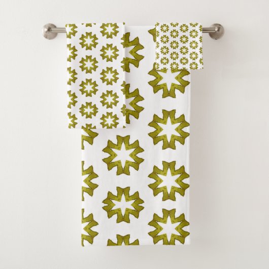 Olijfgroen Patroon Bad Handdoek (Insitu)