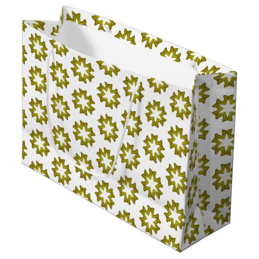 Olijfgroen Patroon Groot Cadeauzakje (Voorkant Gekanteld)