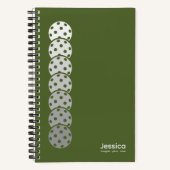 Olijfgroen Pickleball Gradient Persoonlijk Notitieboek (Voorkant)