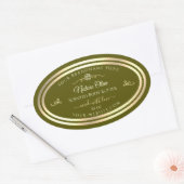 Olijfgroen Product Label Goud Lijst  Roos (Envelop)