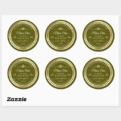 Olijfgroen Product Label Goud Lijst Roos (Vel)