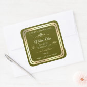 Olijfgroen Product Label Goud Lijst  Roos (Envelop)