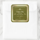 Olijfgroen Product Label Goud Lijst  Roos (Tas)