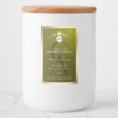 Olijfgroen productlabel goud frame logo monogram voedselcontainer etiket (Voorkant)