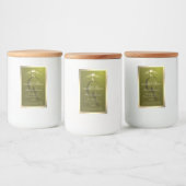 Olijfgroen productlabel met gouden frame monogram voedselcontainer etiket (Flessen)