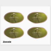 Olijfgroen productlabel Roze Gouden Frame Monogram Ovale Sticker (Vel)