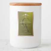 Olijfgroen productlabel Roze Gouden Frame Monogram Voedselcontainer Etiket (Voorkant)