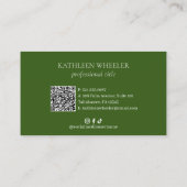 Olijfgroen QR Code Elegante Nagelsalon Modern Visitekaartje (Achterkant)