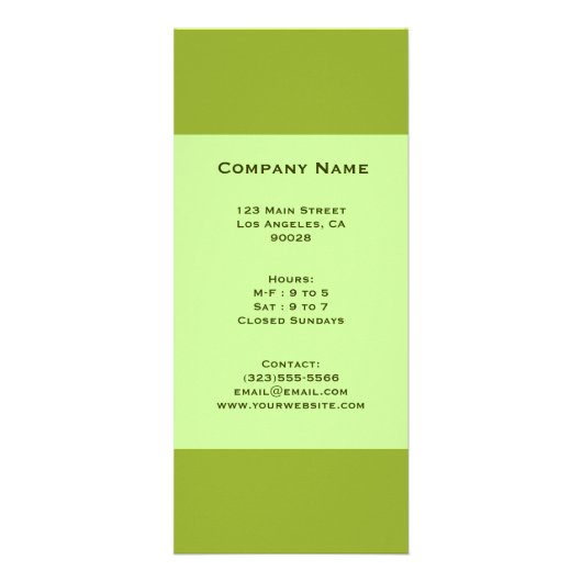 olijfgroen reclamekaart (Voorkant)